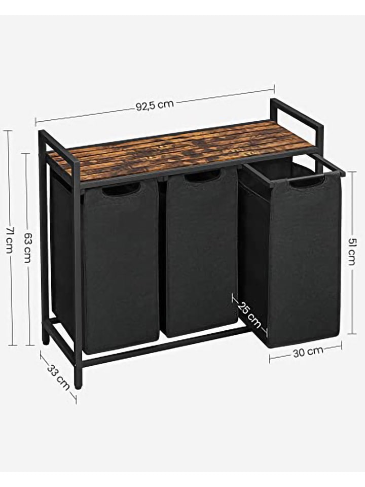 Songmics Wäschekorb in Schwarz/ Braun - (B)92,5 x (H)71 x (T)33 cm günstig kaufen onesize