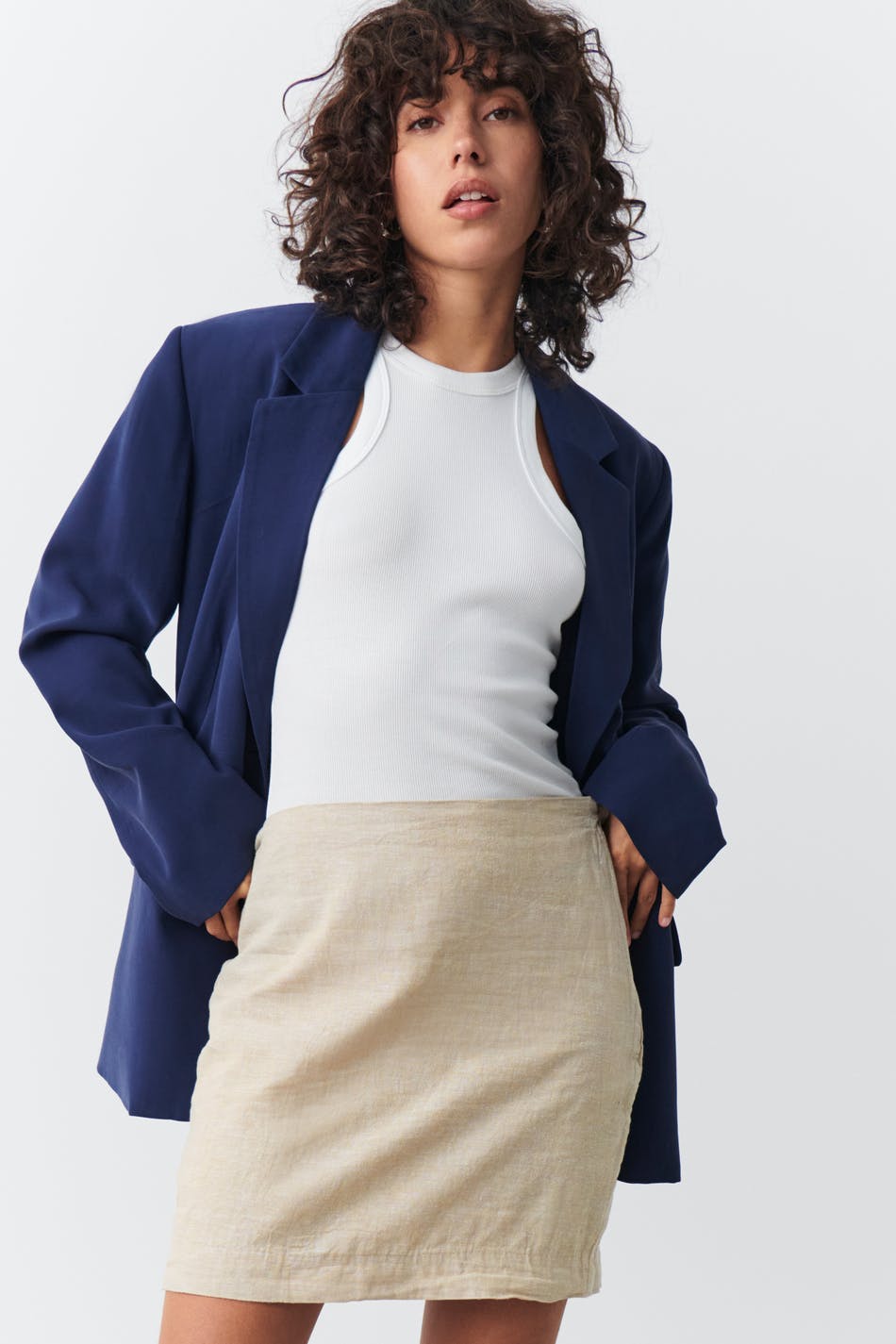 Linen blend skirt