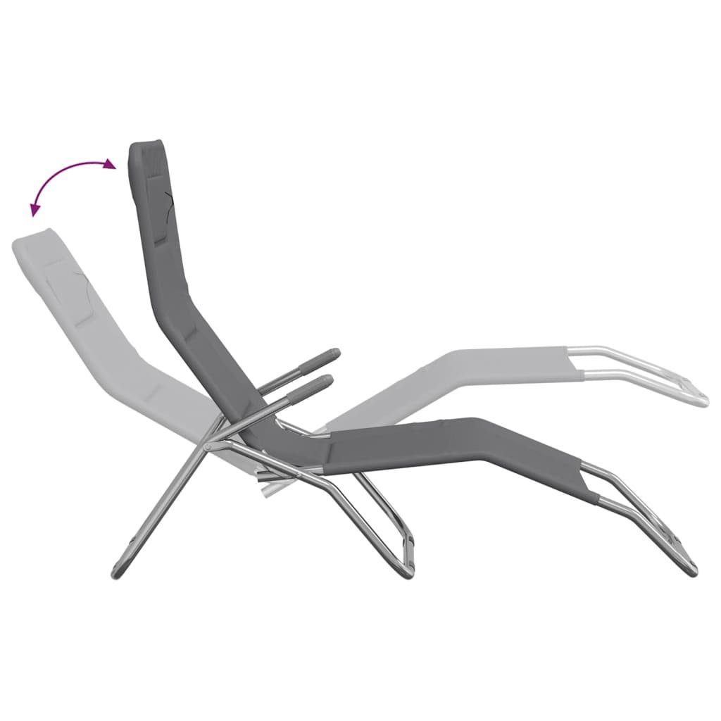 vidaXL Wellnessliege Sonnenliegen 2 Stk Grau Textilene Pulverbeschichteter Stahl