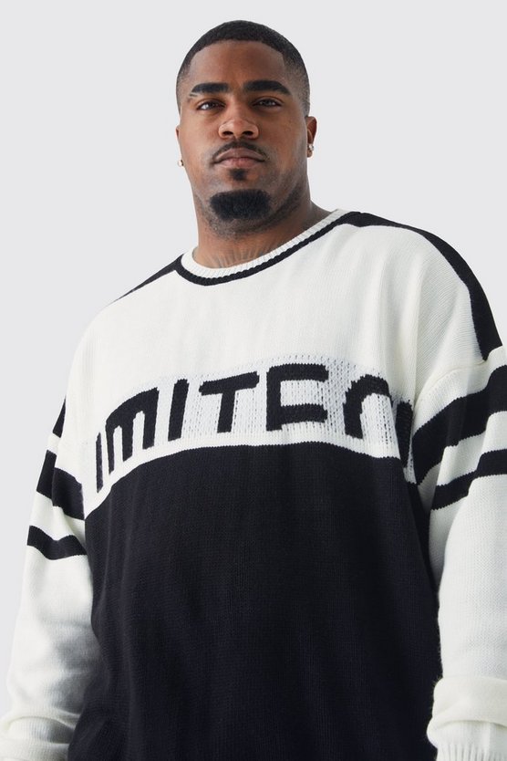 Plus kastiger Oversize Colorblock Pullover