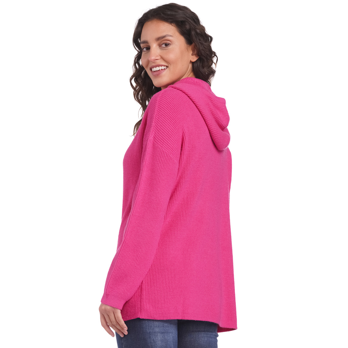Damen Strickpullover mit Kapuze