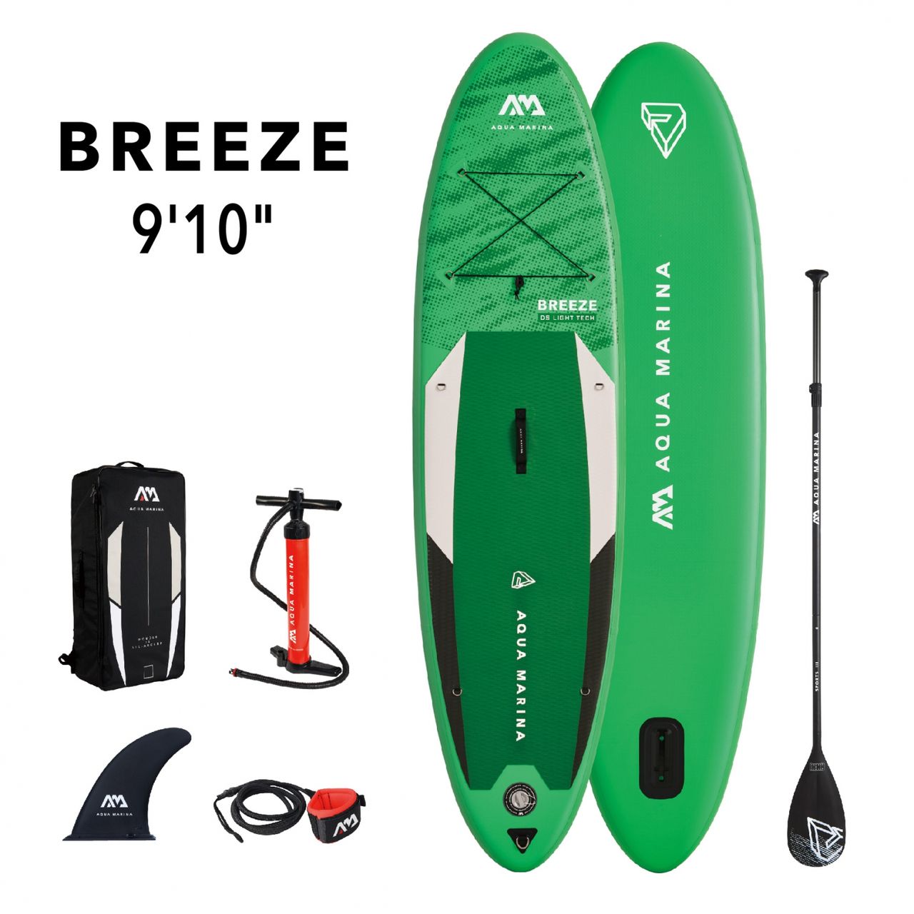 PureHaven Aqua Marina All-Around SUP Board 300x76cm mit Reißverschlussrucksack Double Action-Pumpe LIQUID AIR Paddel Einschub-Mittelfinne Sicherheitsleine Grün