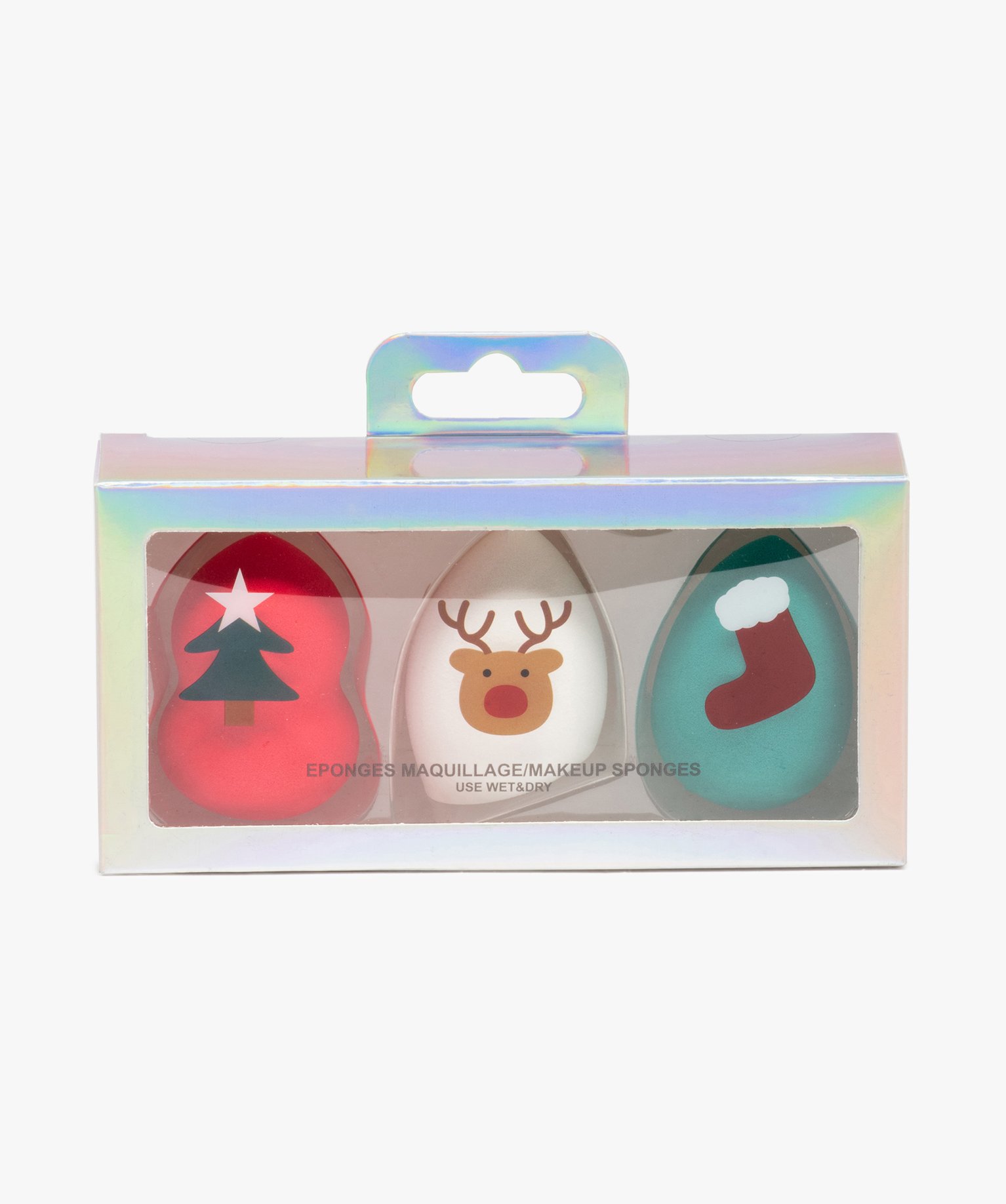 éponge à maquillage pour le teint en coffret cadeau de Nol (lot de 3)
