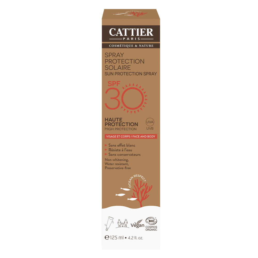 cattier Spray protection solaire SPF 30 ¿ visage  et corps - 125ml Soins solaires
