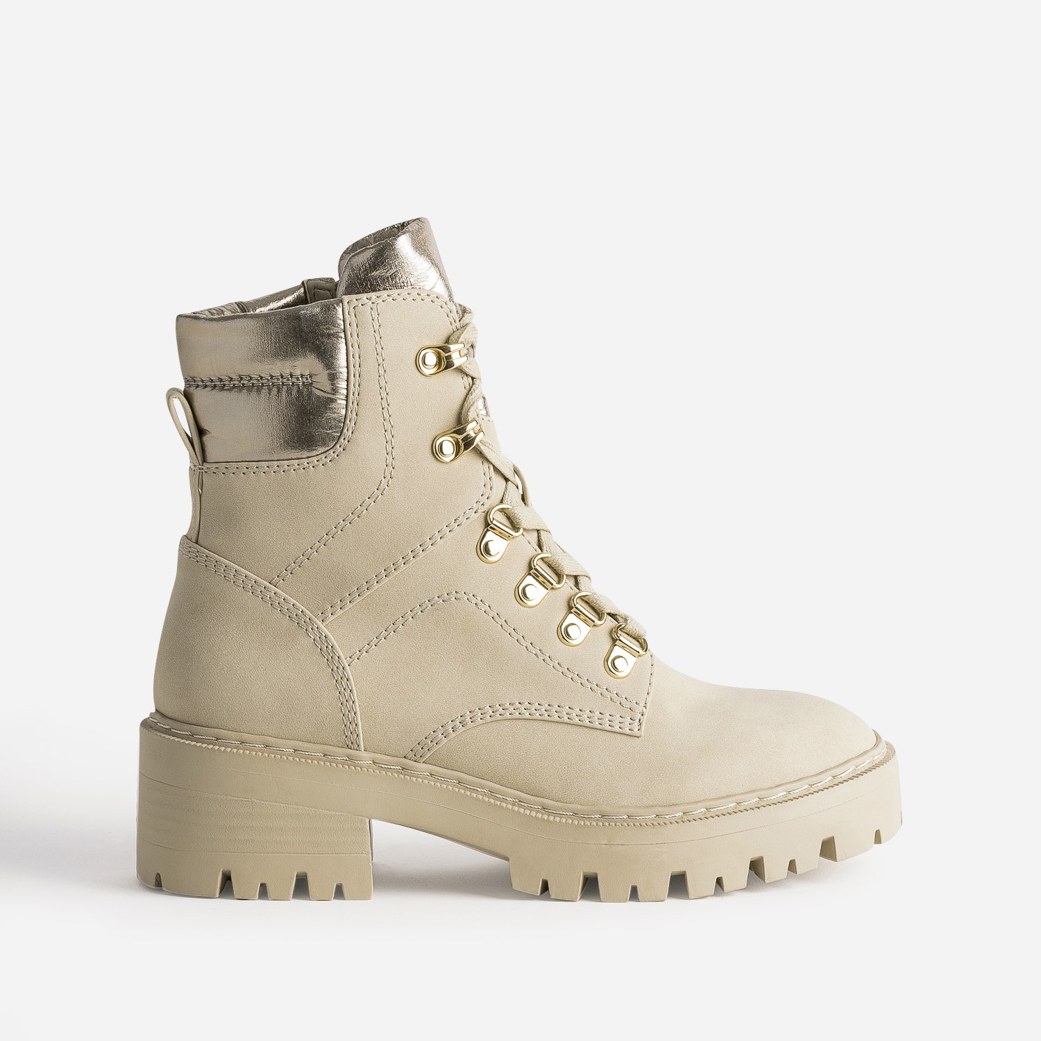Boots à lacet TEXTO beige à col métallisé
