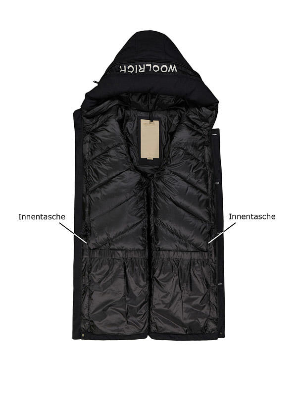WOOLRICH, Daunenparka Arctic, Mikrofaser Magnettechnologie, schwarz
