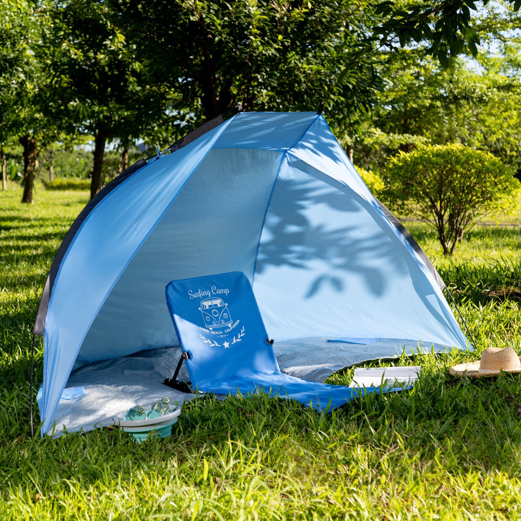 Navaris Strandmuschel Strandmuschel - 240x120x120cm - Sonnenmuschel Windschutz