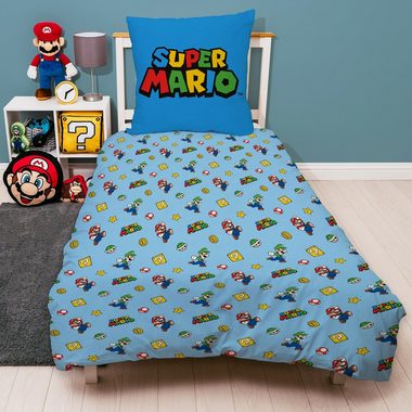 Kinderbettwäsche Flanell-Bettwäsche Super Mario 