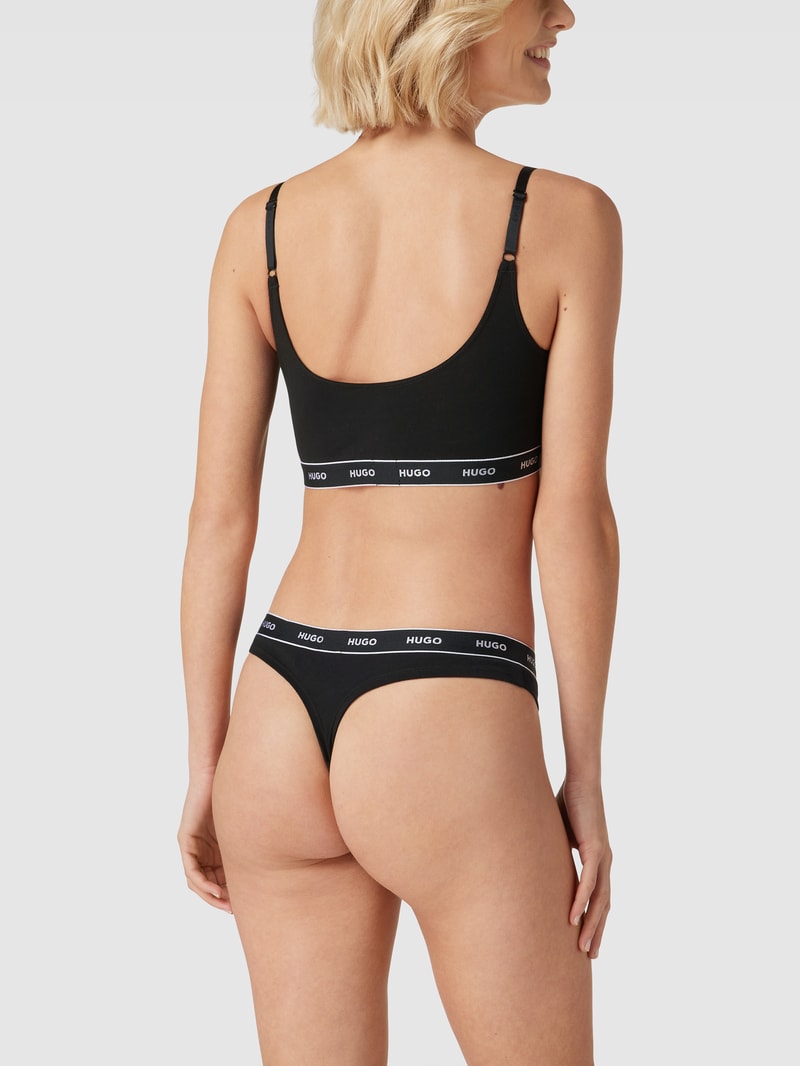 Bralette mit elastischem Logo-Bund im 2er-Pack Modell 'STRIPE' in mittelbraun