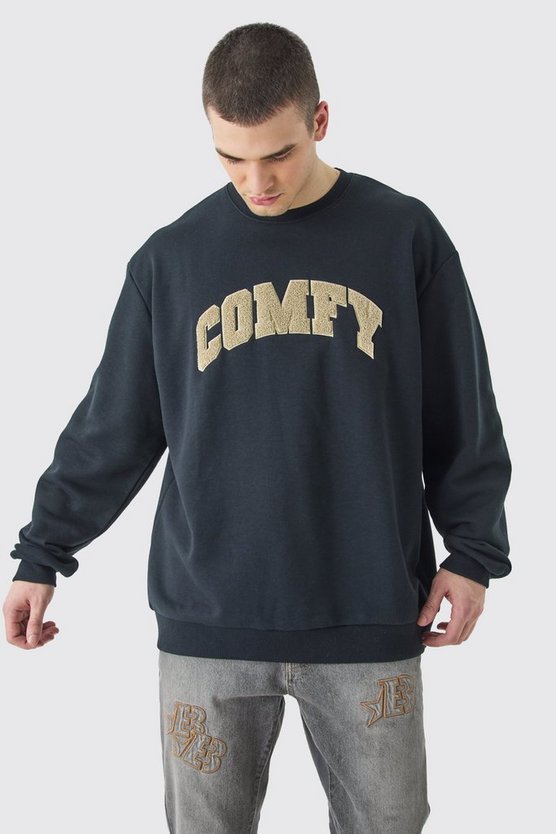 Tall Oversize Borg-Sweatshirt mit Applikation