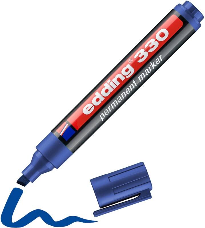 edding 330 Permanentmarker Breit Keilspitze 1-5 mm Blau Nachfüllbar Wasserbeständig