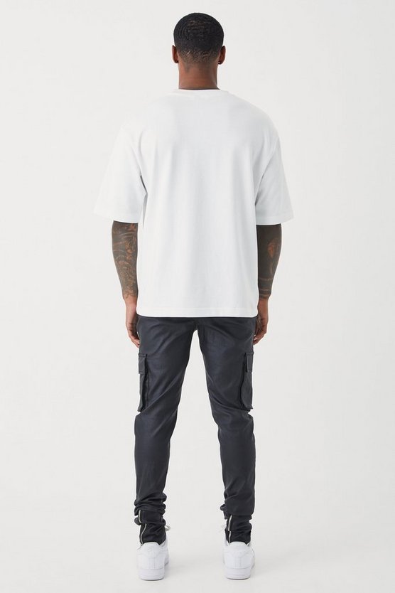 Beschichtete Skinny Twill Cargo-Hose