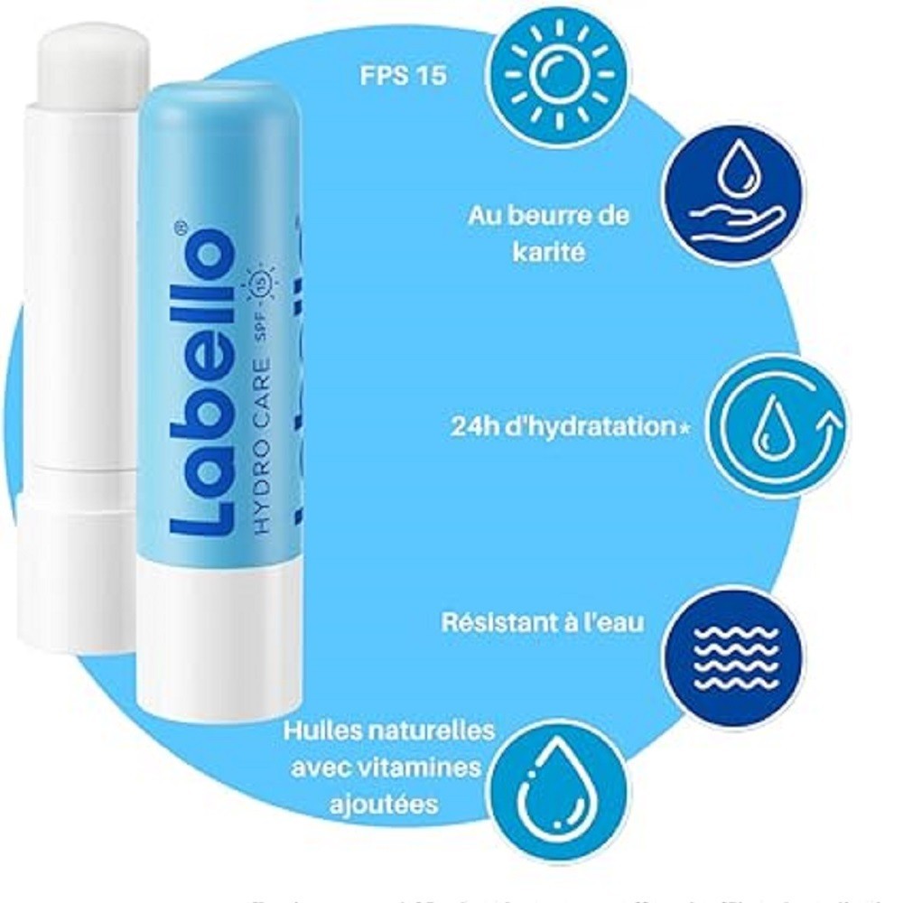 Labello-huulirasvat, 2 kosteuttavaa Hydro Care -puikkoa, SPF 15