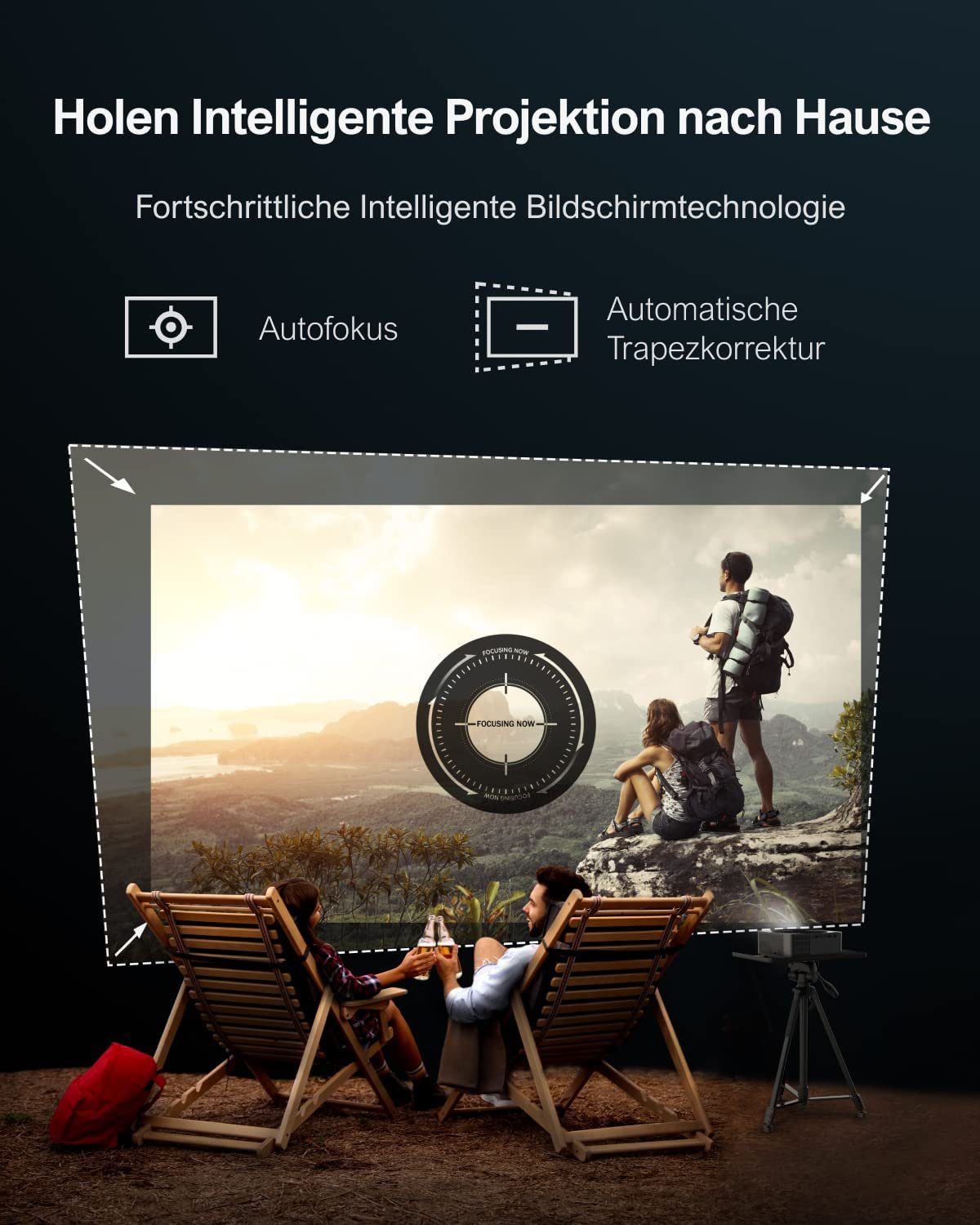 Ultimea Apollo P40 Full HD Native 1080P Beamer (21000 lm, 15000:1, 1920 x 1080 px, Autofokus & ±50° Autotrapezkorrektur,5G WiFi Bluetooth Beamer)