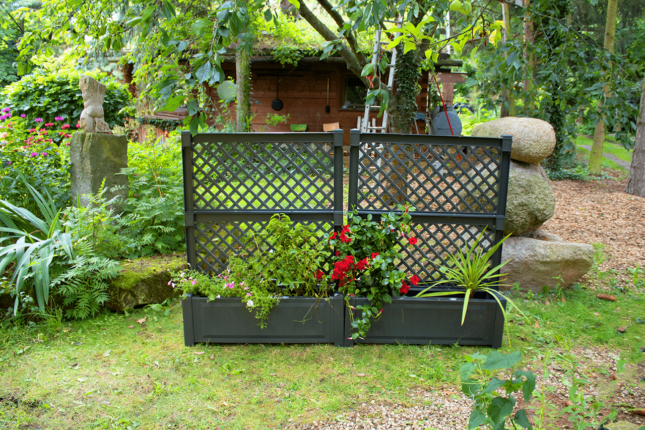 KHW KHW Pflanzkasten groß mit Zentralspalier (2-tlg.) 100 cm anthrazit - 2er Set