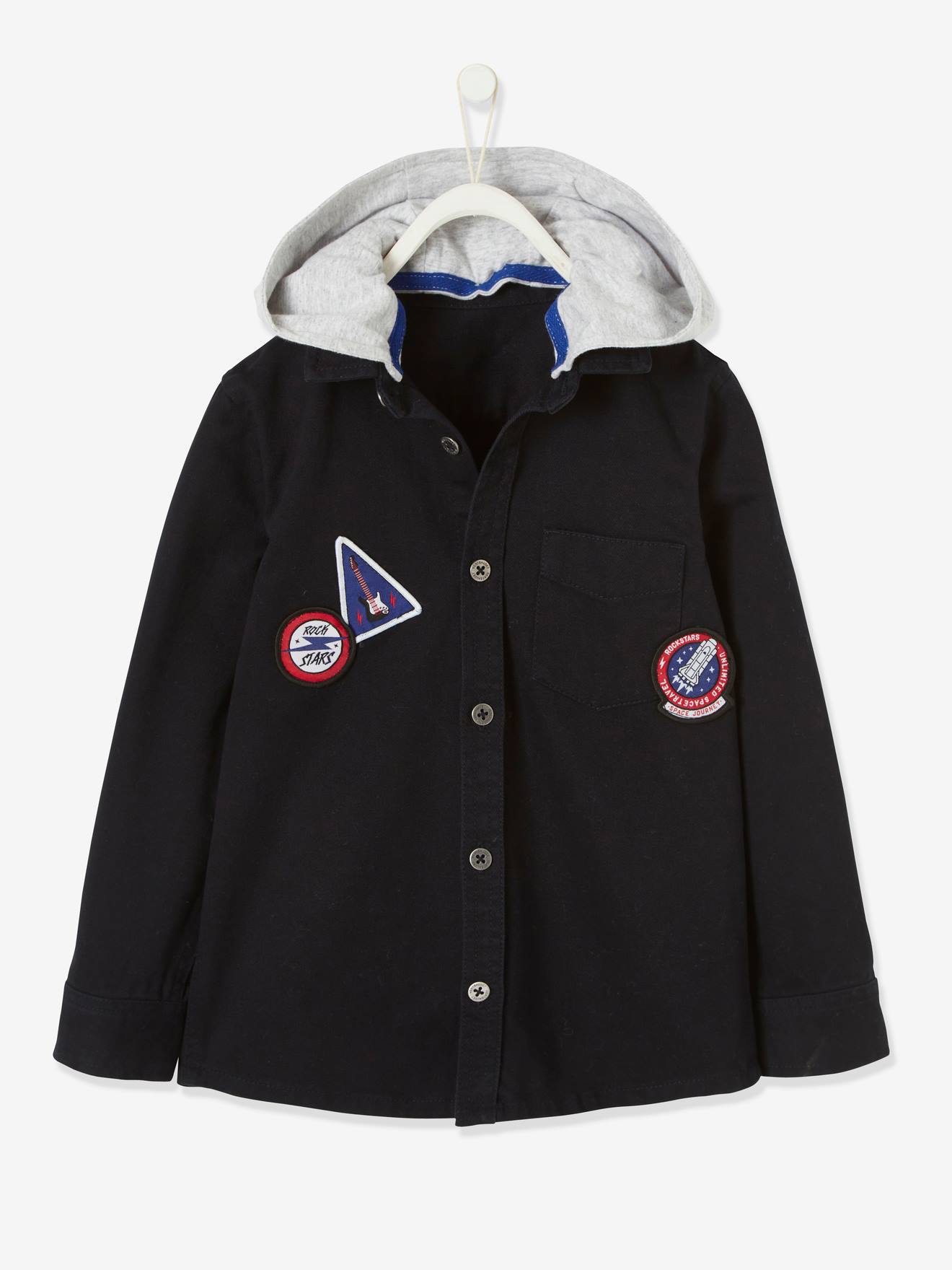 Surchemise à capuche effet 2 en 1 garçon denim black