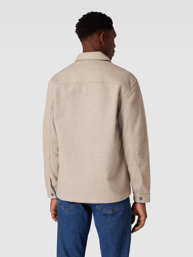 Hemdjacke in melierter Optik in stein meliert