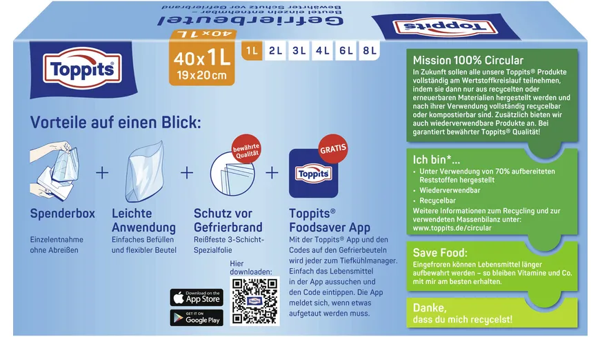 Toppits Gefrierbeutel 1L