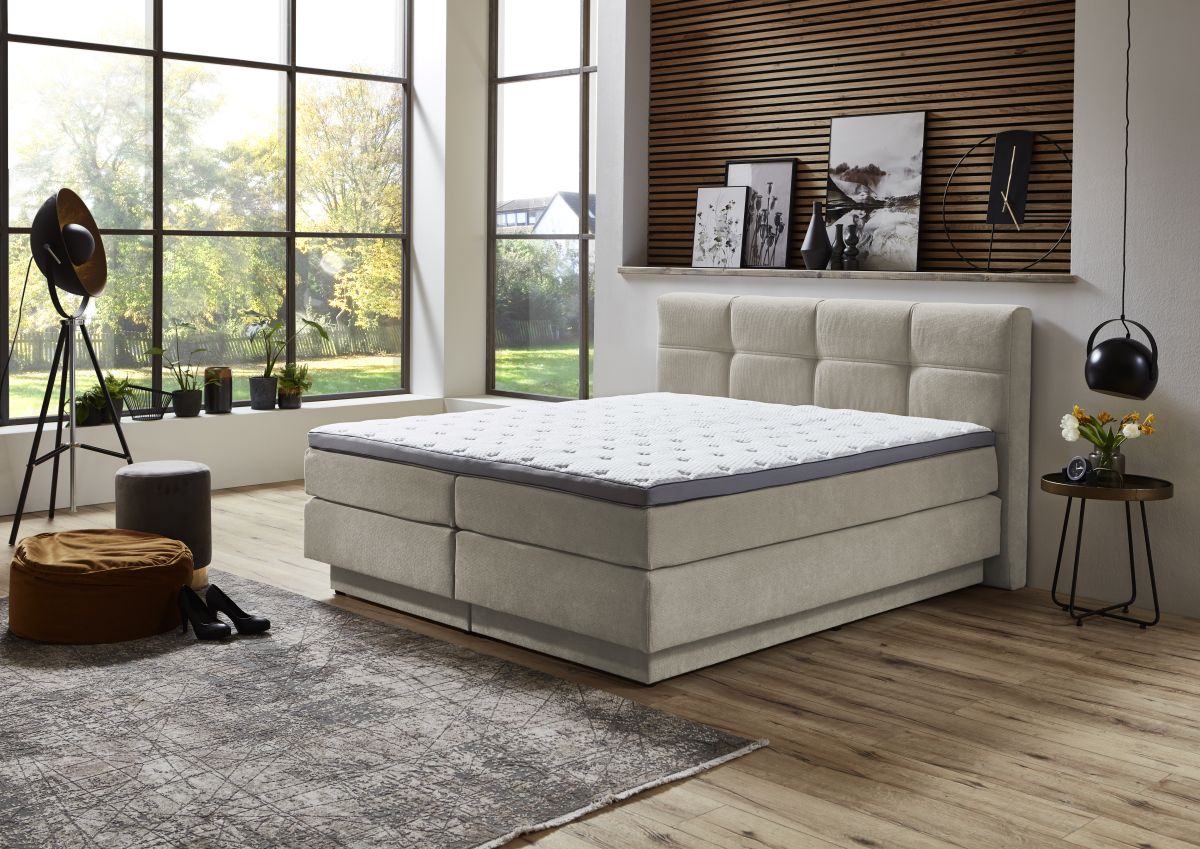 Sun Garden Boxspringbett Portage mit Bettkasten Creme 180 x 200 cm