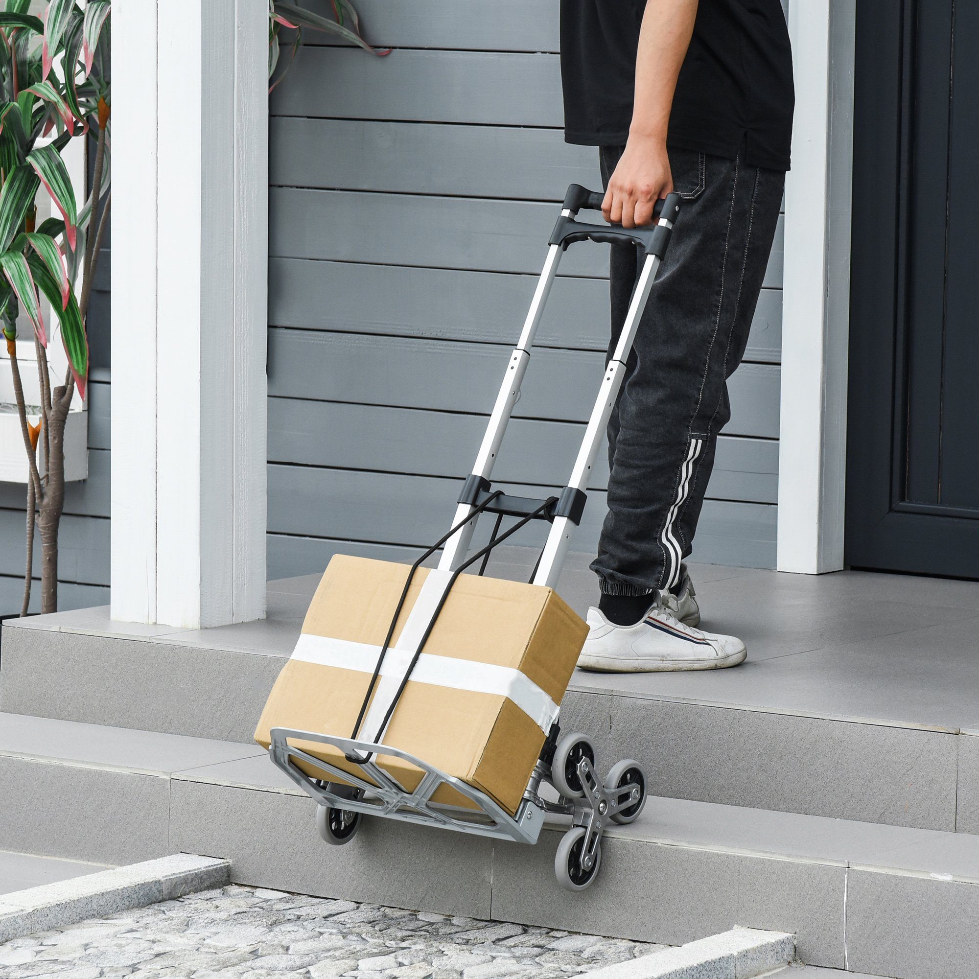 Durhand Sackkarre inkl. Befestigungsgurt, (Set, 1-St., Treppensteiger), 70 kg Tragkraft, klappbar inkl. Rädern