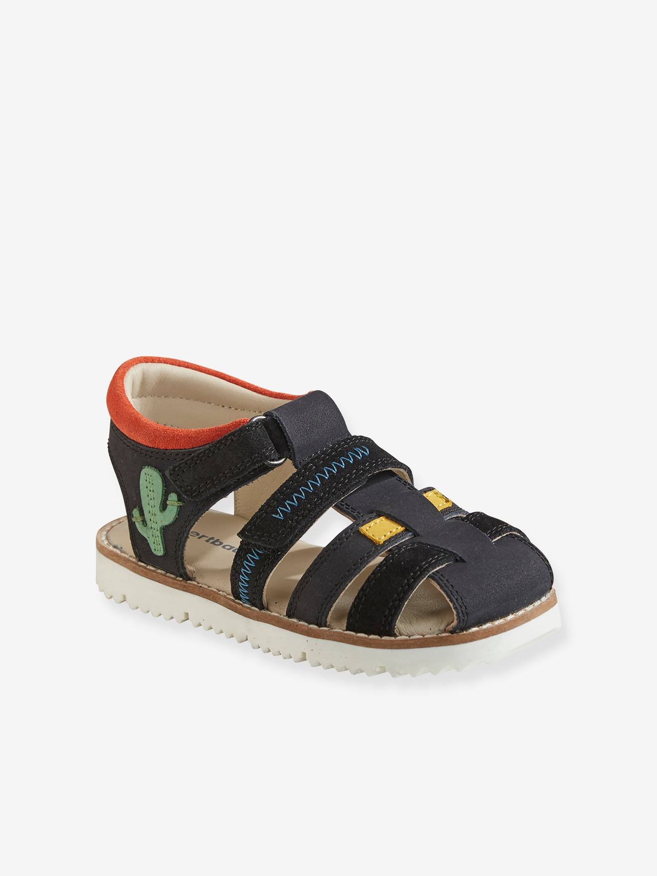 Sandales scratchées garçon en cuir sable