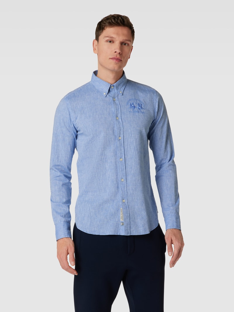 Freizeithemd mit Label-Stitching in bleu