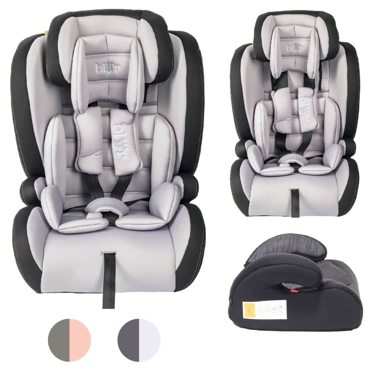 Blijr Blij`r Ivo plus grey/black Autositz Kindersitz I-Size für Kinder zwischen 76 und 150 cm Körpergröße mit Seitenaufprallschutz