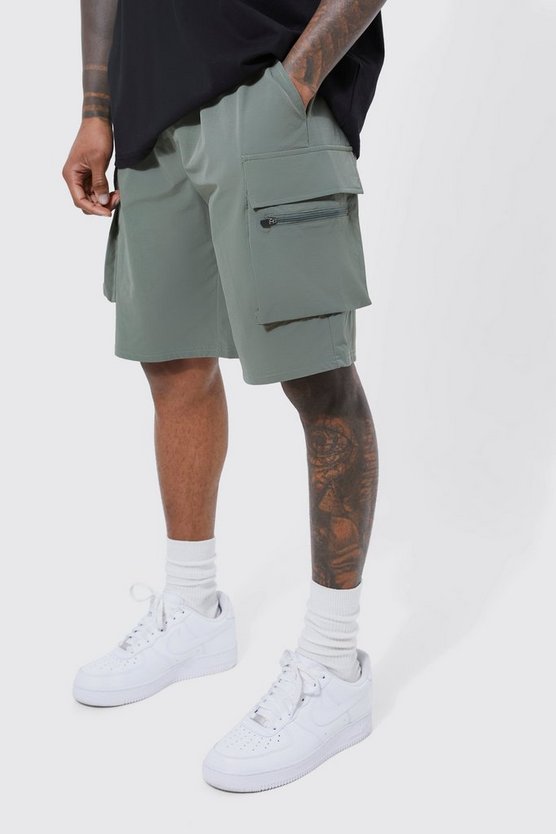Lockere elastische Stretch Cargo-Shorts