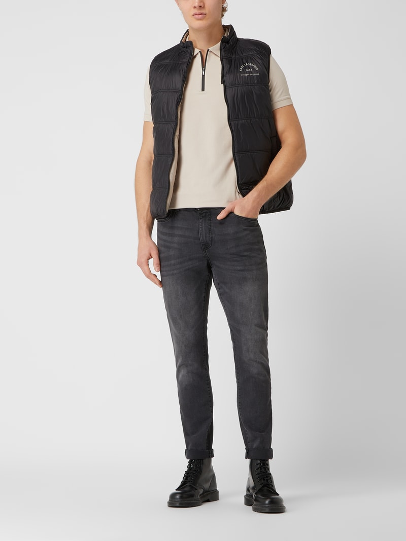 Steppweste mit Label-Print in schwarz