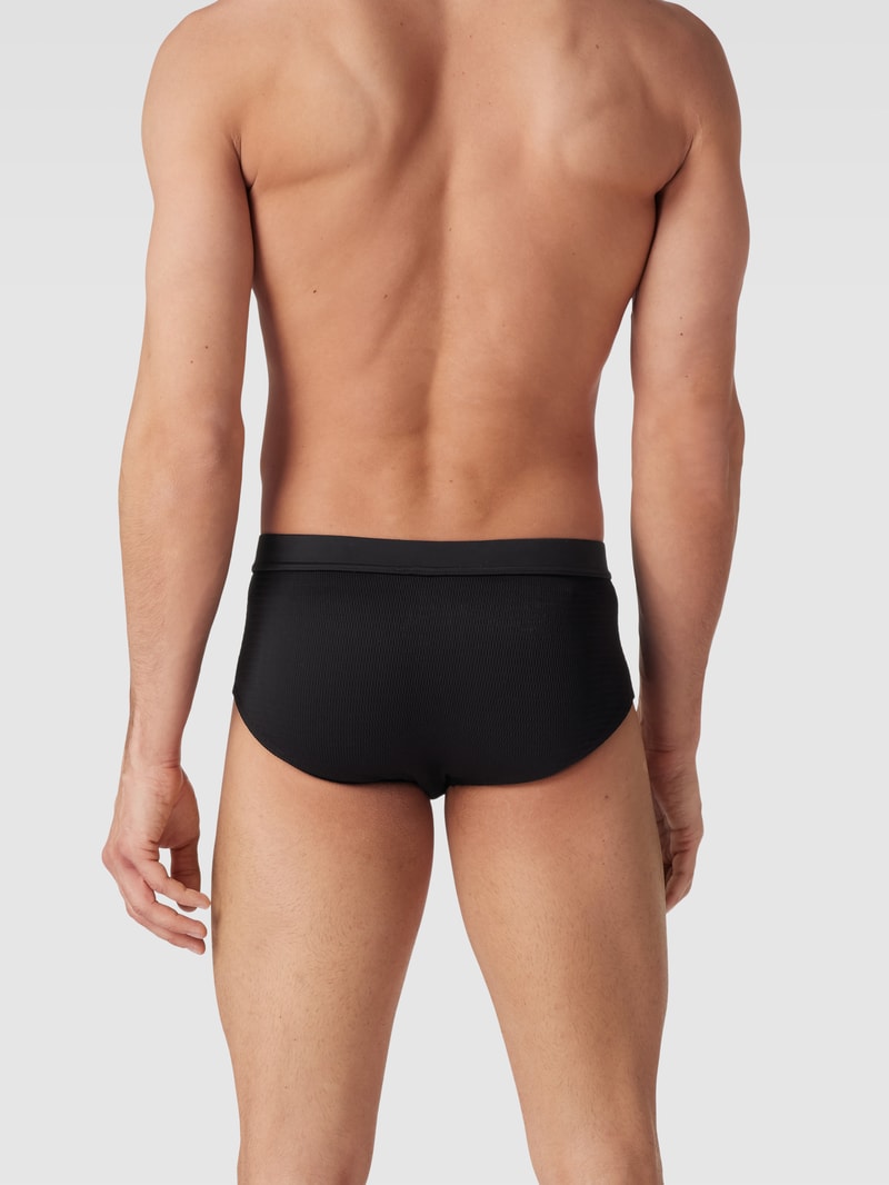 Badehose mit Label-Detail Modell 'HAROLD' in schwarz