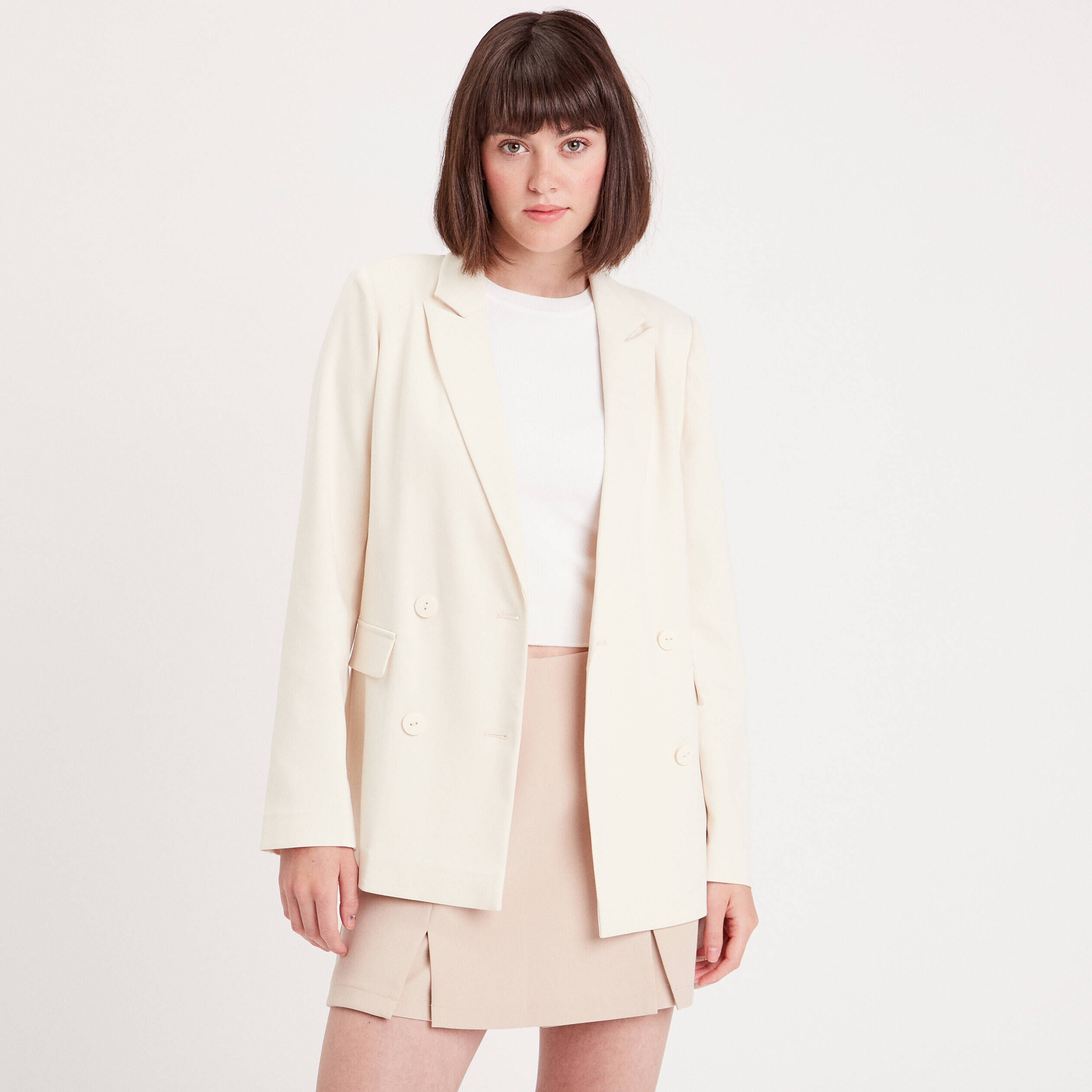 Veste esprit blazer droite ecru femme | Cache Cache