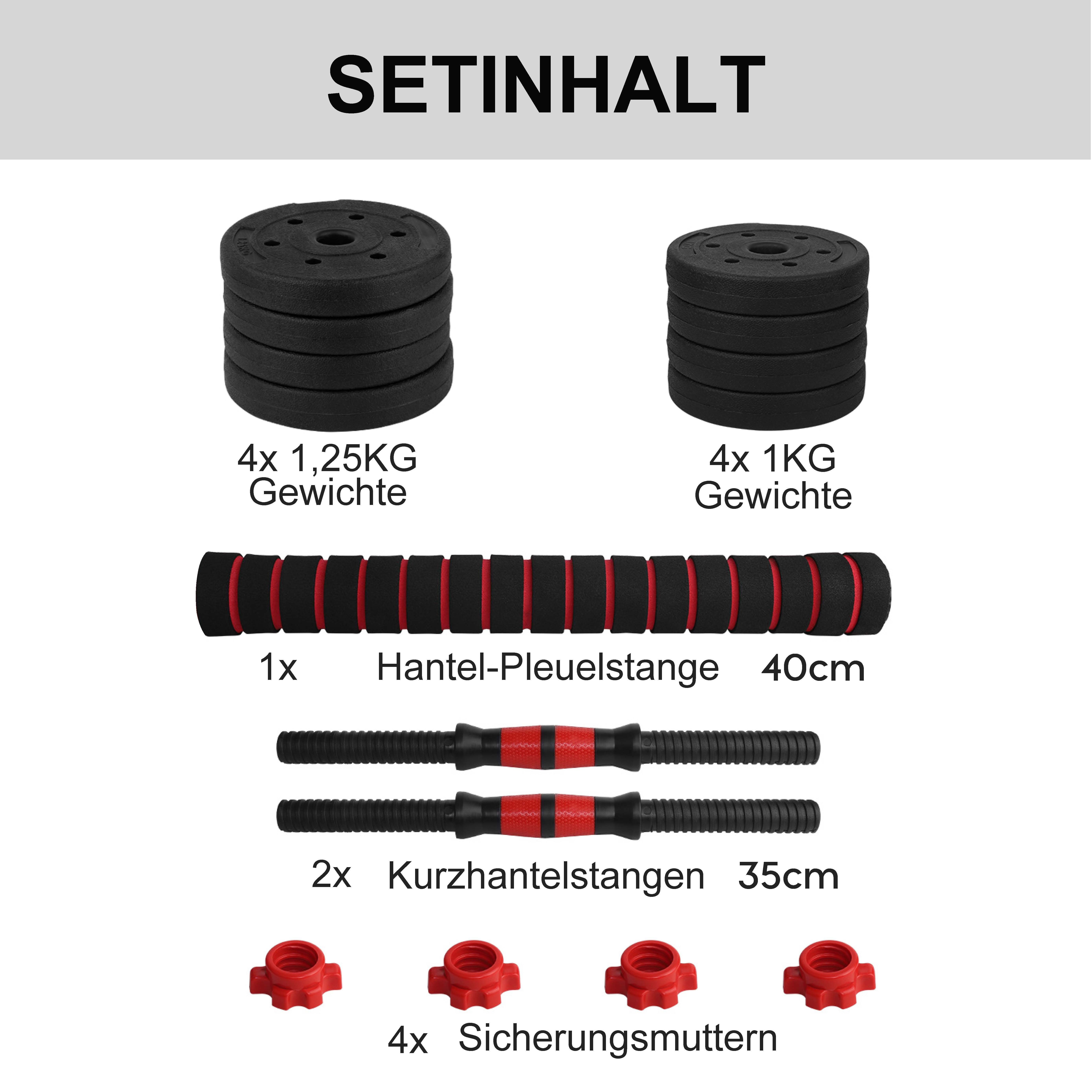 wuuhoo Hantel-Set Kurzhantelset Arni mit Kunststoffscheiben, Set mit 2x Kurzhanteln und Scheiben 30mm I Hantelset mit 2 Hantelstangen aus Kunststoff und Sternverschluß