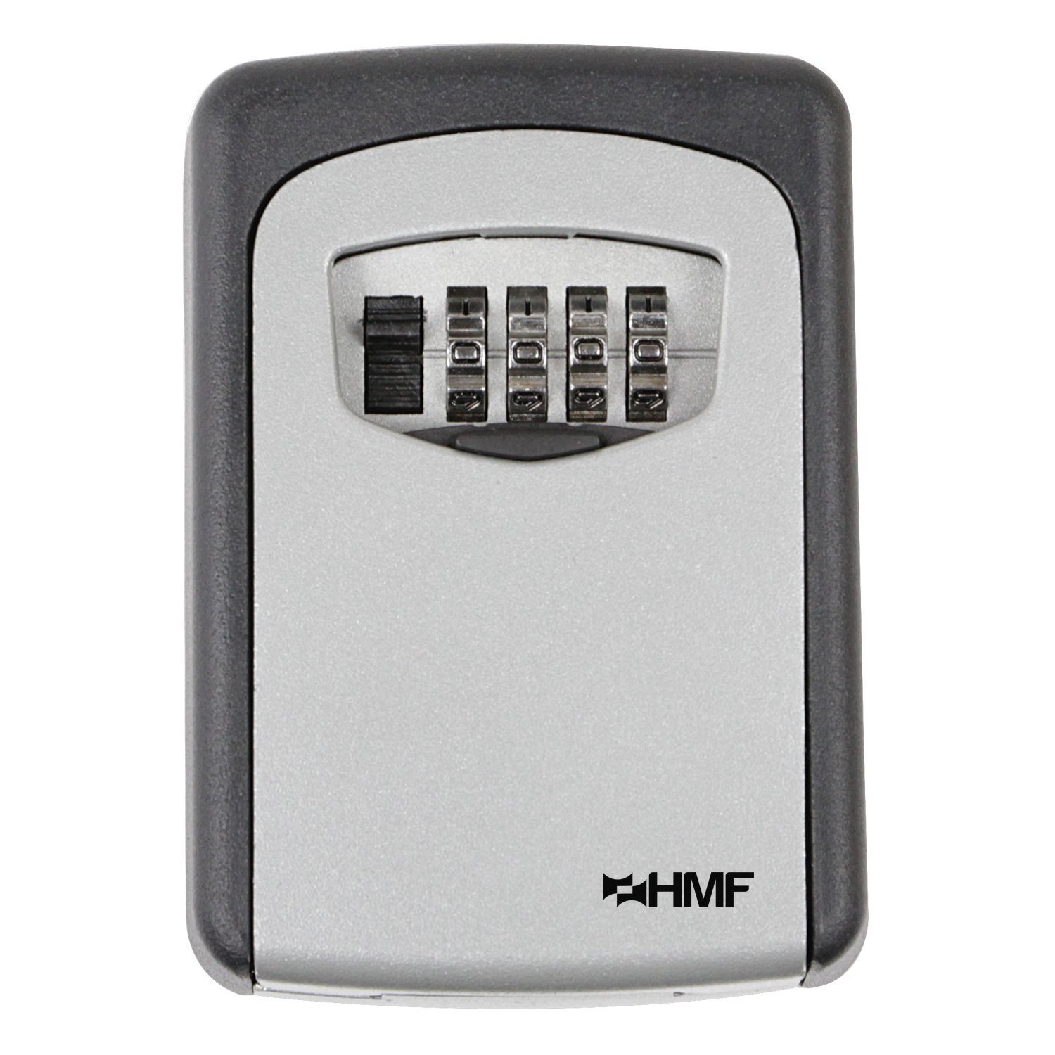 HMF Schlüsseltresor 326 Schlüsselbox für außen, 4-stelliger Zahlencode, 12,2 x 8,7 x 4 cm, Grau