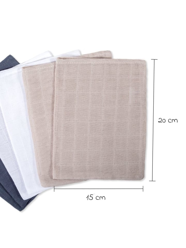 Makian Mull-Waschhandschuh 6er Pack 15 x 20 cm - Graphit / in beige,grau günstig kaufen onesize