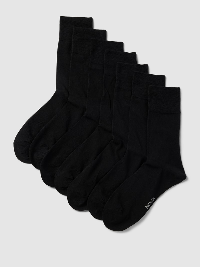Socken mit Label-Stitching im 7er-Pack Modell 'Sensitiv' in schwarz