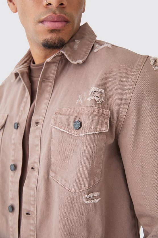 Zerrissenes Denim-Overshirt