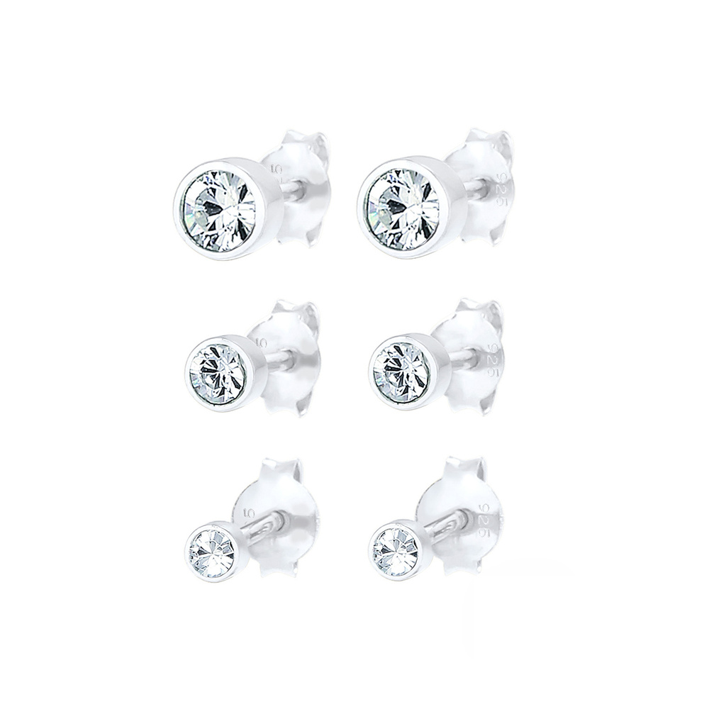 Elli Elli Boucles d'Oreilles Femmes Clous d'oreilles Set Étincelant avec Cristaux en A Boucles d'oreilles