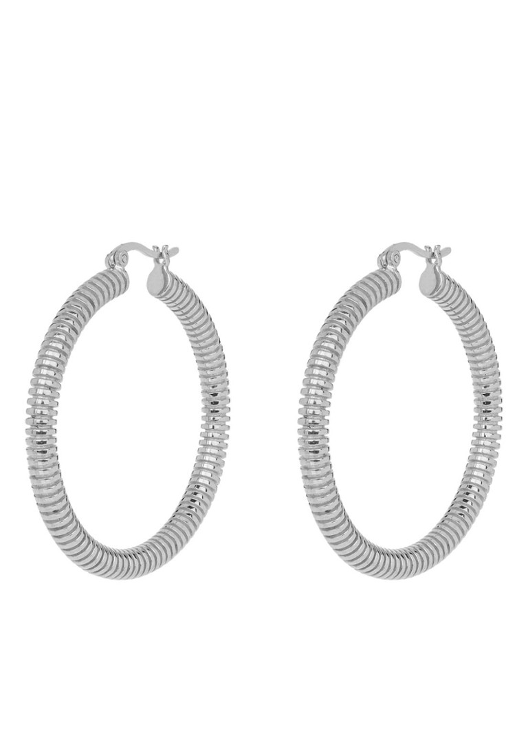 Anna + Nina Large Silver Spiral Hoop Earrings