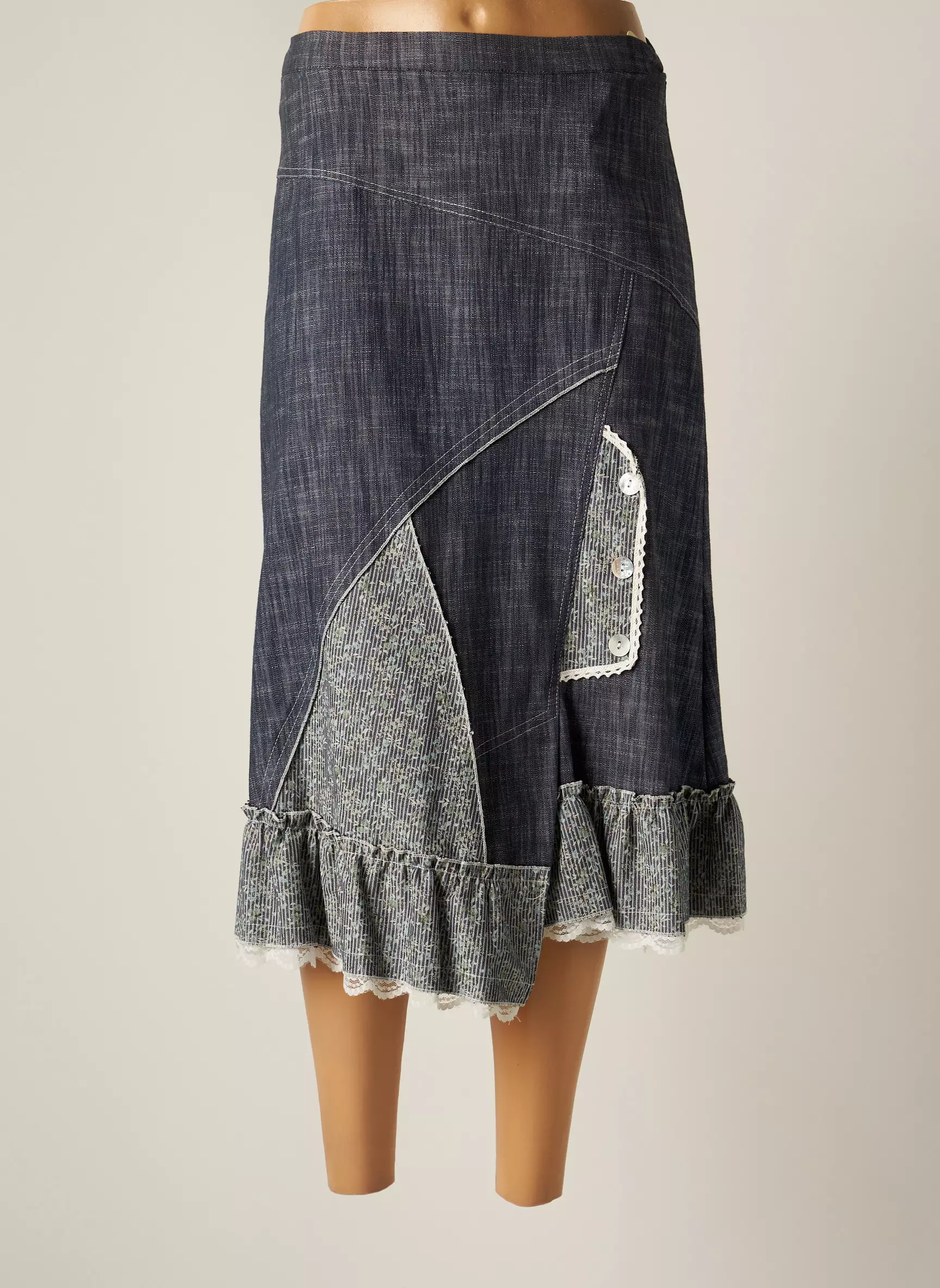 S Quise Jupes Mi Longues Femme couleur bleu
