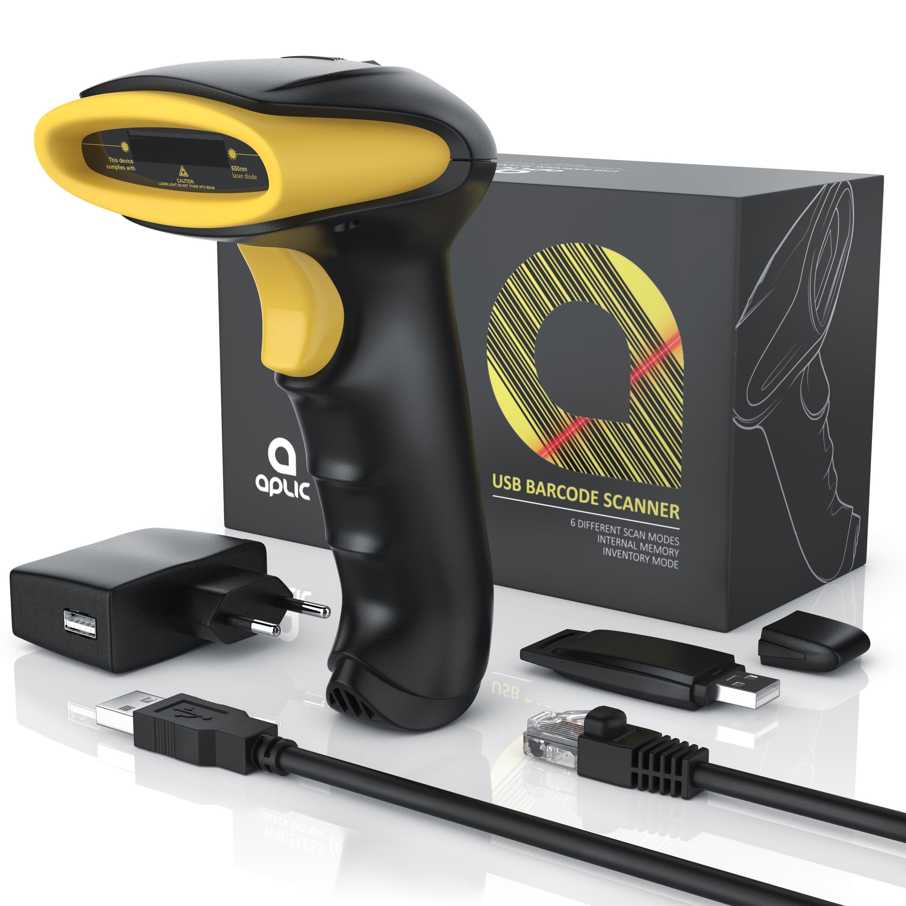 Aplic Handscanner, (Kabelloser Laser Barcode Scanner, 6 Scan-Modi, 1400mAh Akku)
