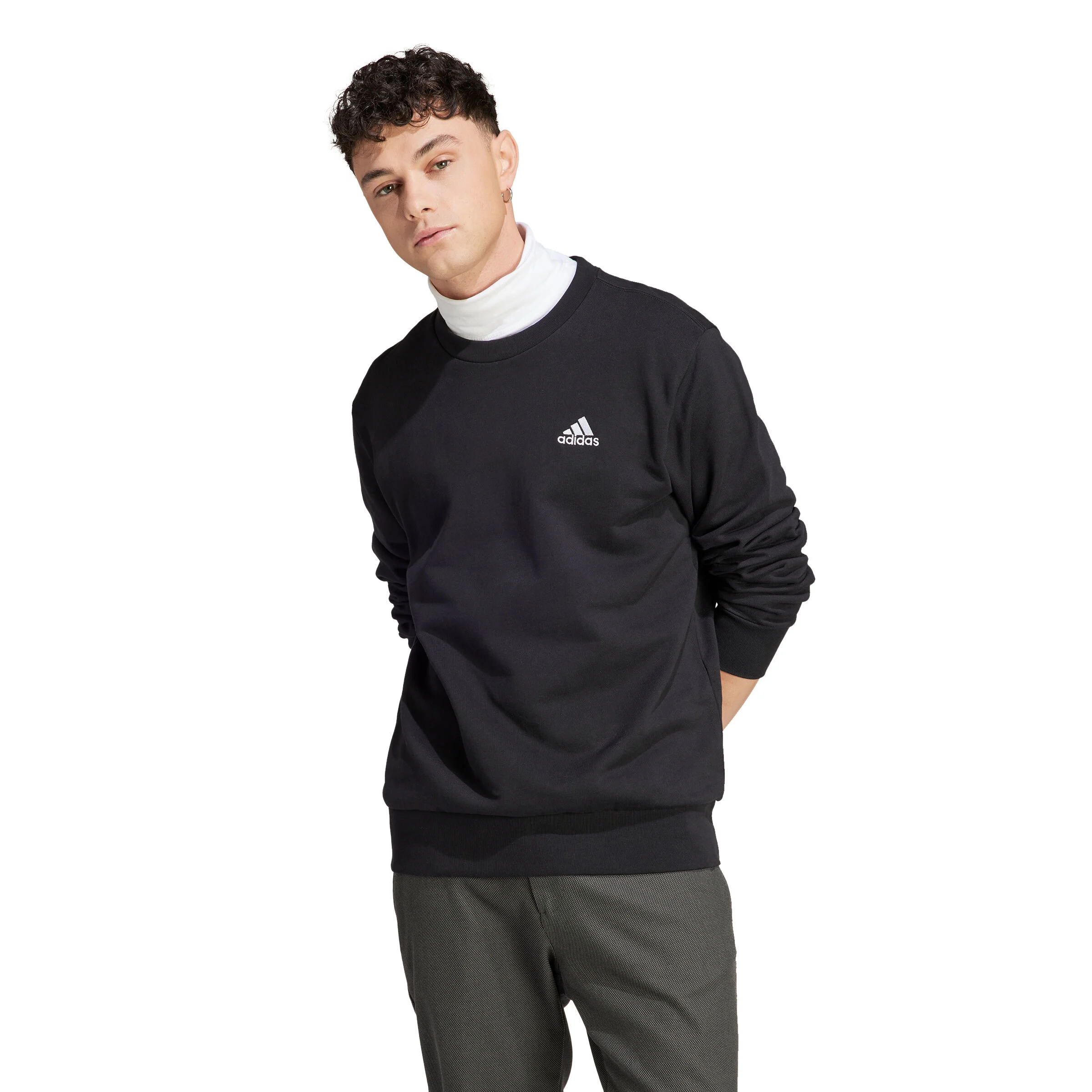 Essentials French Terry Embroidered Small Logo Sweatshirt Herren - Schwarz
