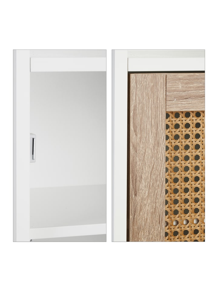 relaxdays Badezimmerschrank in Weiß/ Natur - (B)30 x (H)96,5 x (T)30 cm günstig kaufen onesize