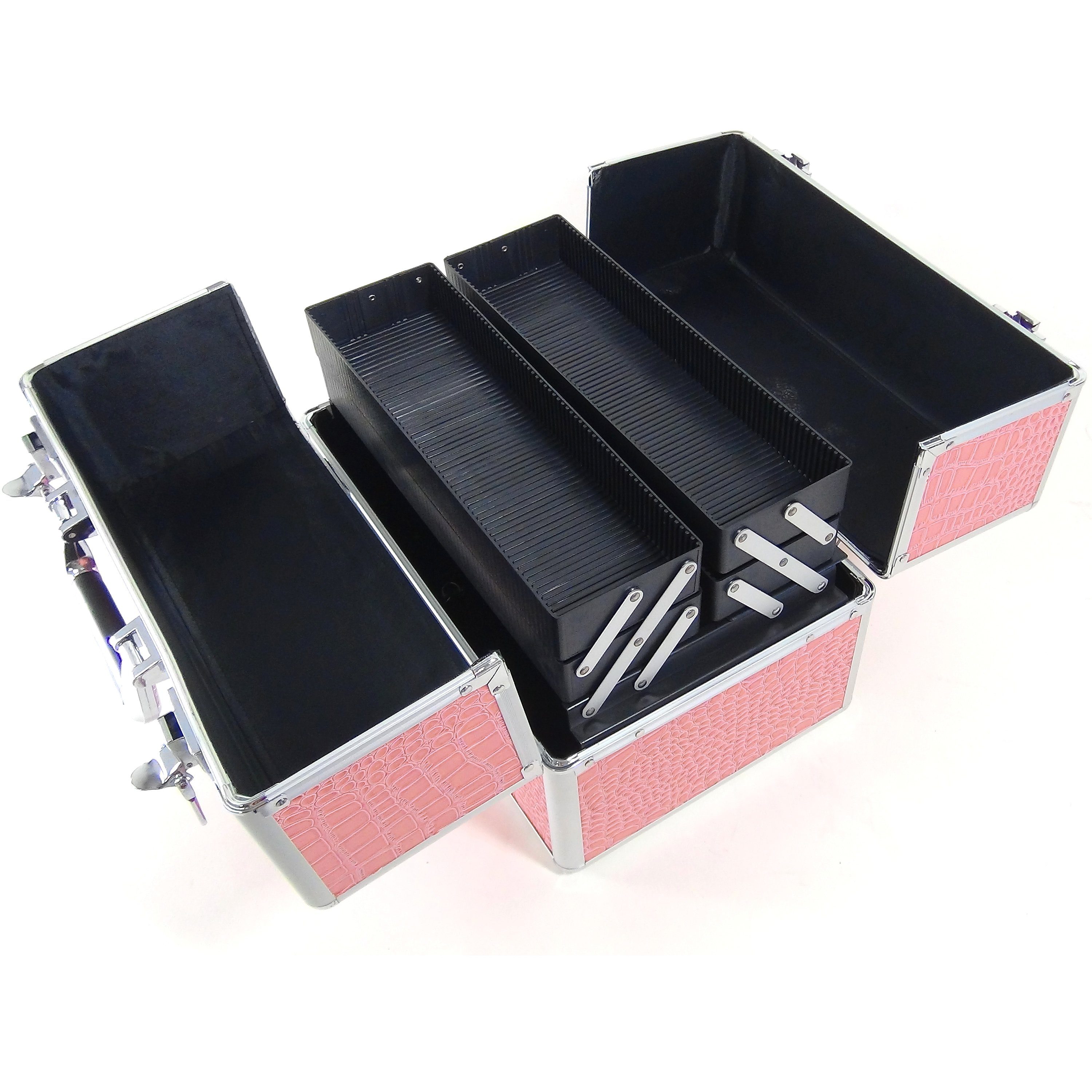 Dynasun Beautycase BS35 PINK CROC, Beautycase Krokodilmuster Kosmetikkoffer Schmuckfach