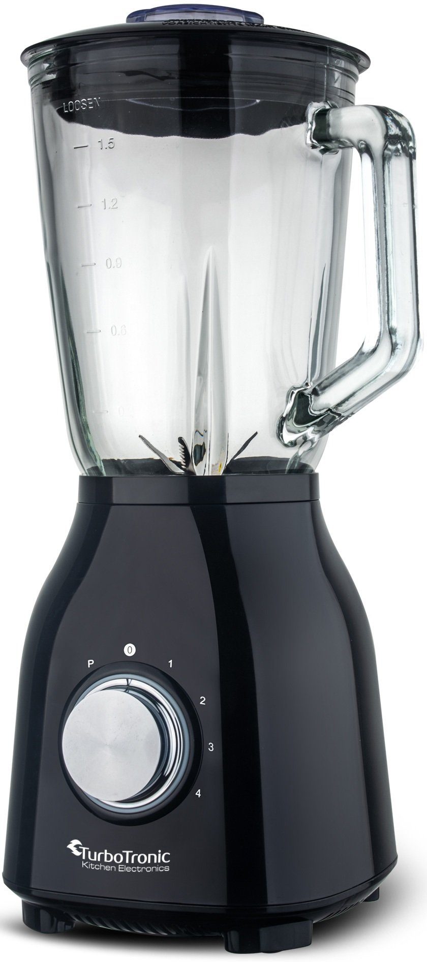 TurboTronic by Z-Line Standmixer BG6 - 1400 Watt mit 1,5L Glasbehälter, 1400 W, Glas Smoothie Mixer Maker Ice Crush Funktion Milchshaker Blender
