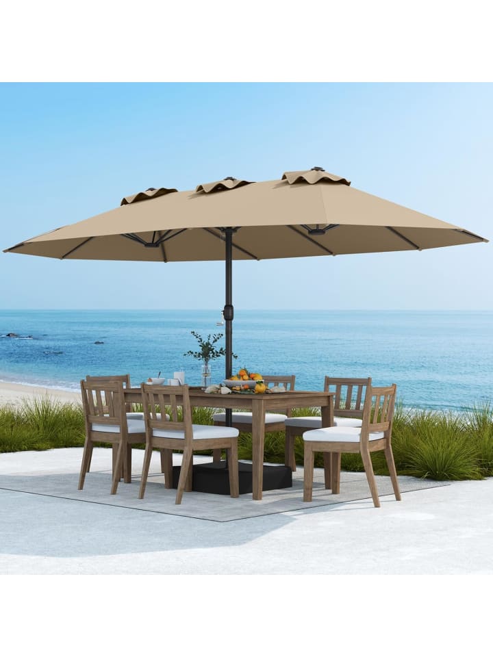 COSTWAY Doppelsonnenschirm mit Ständer 443 x 263 cm in Braun günstig kaufen onesize