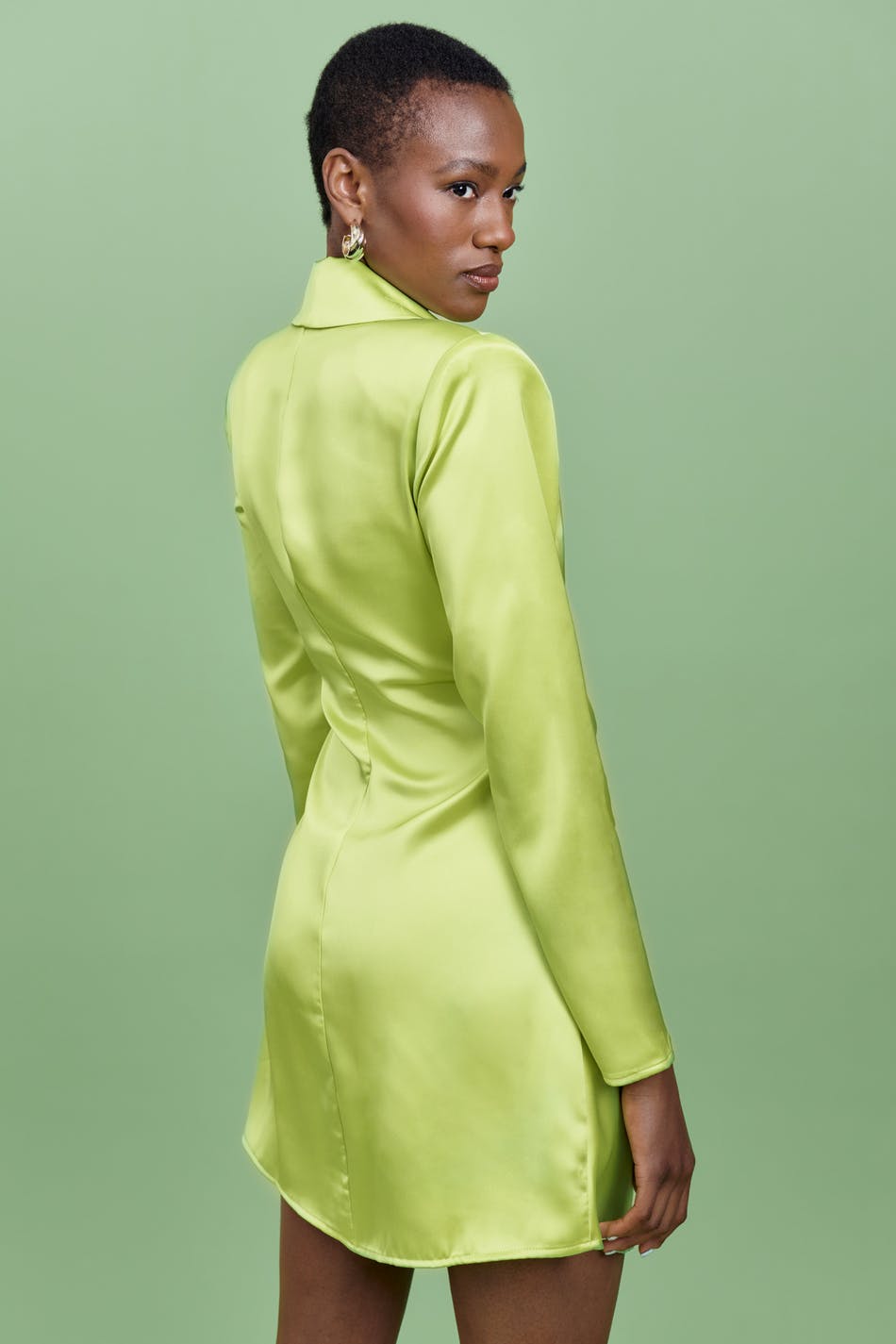 Satin wrap blazer dress