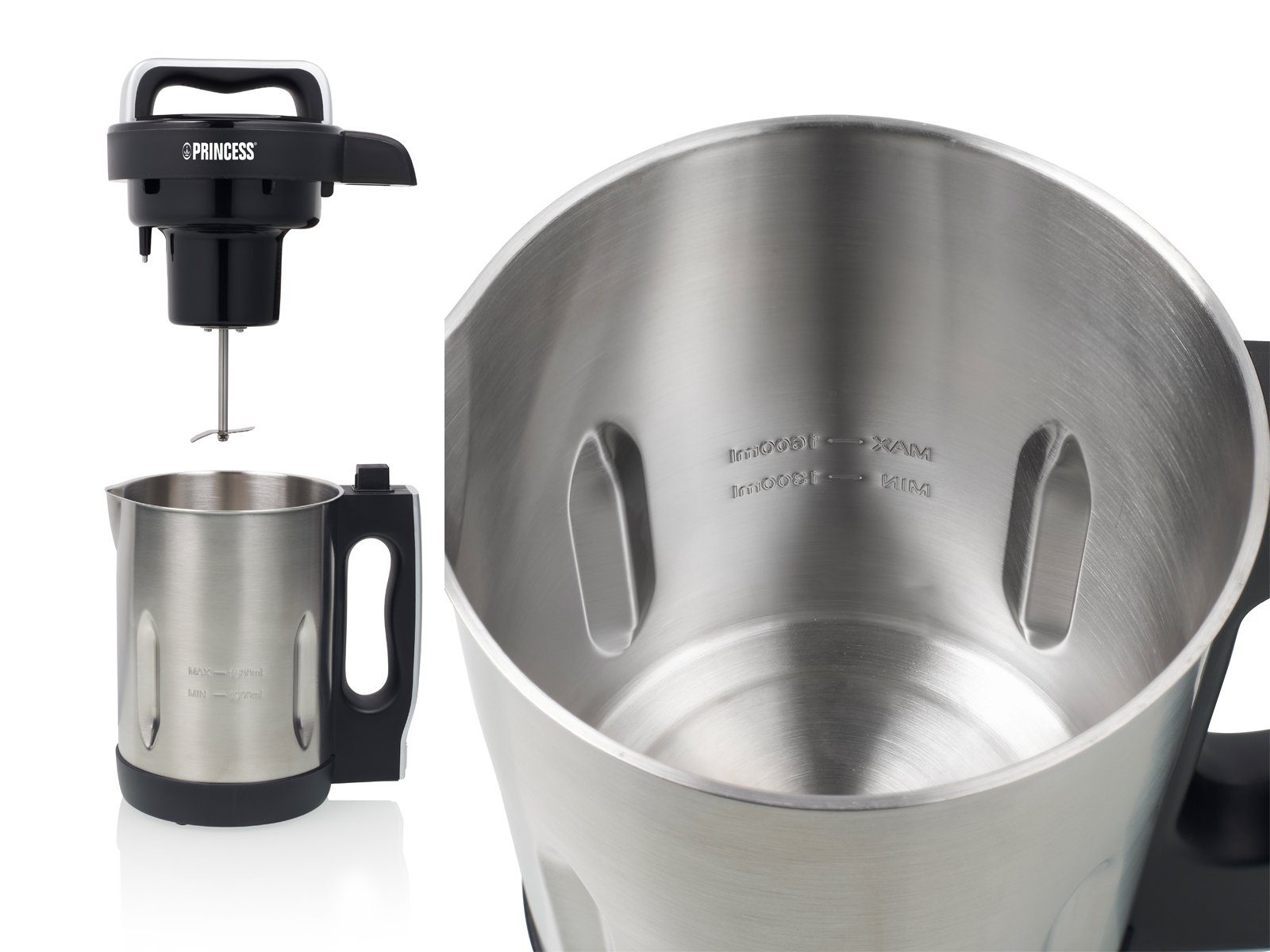 PRINCESS Multikocher, 1000 W, Digitaler Suppenkocher Standmixer Smoothiemaker Thermokocher Edelstahl