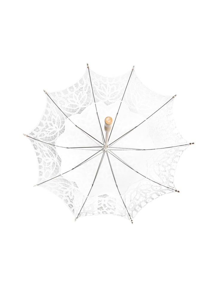 COFI 1453 Elegante handgemachte Brautschirme Spitze robustem Holzgriff für in Weiß günstig kaufen onesize