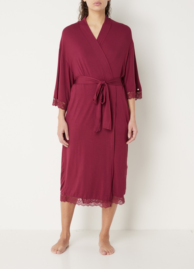 Kimono Pretty You din bambus cu detalii din dantelă
