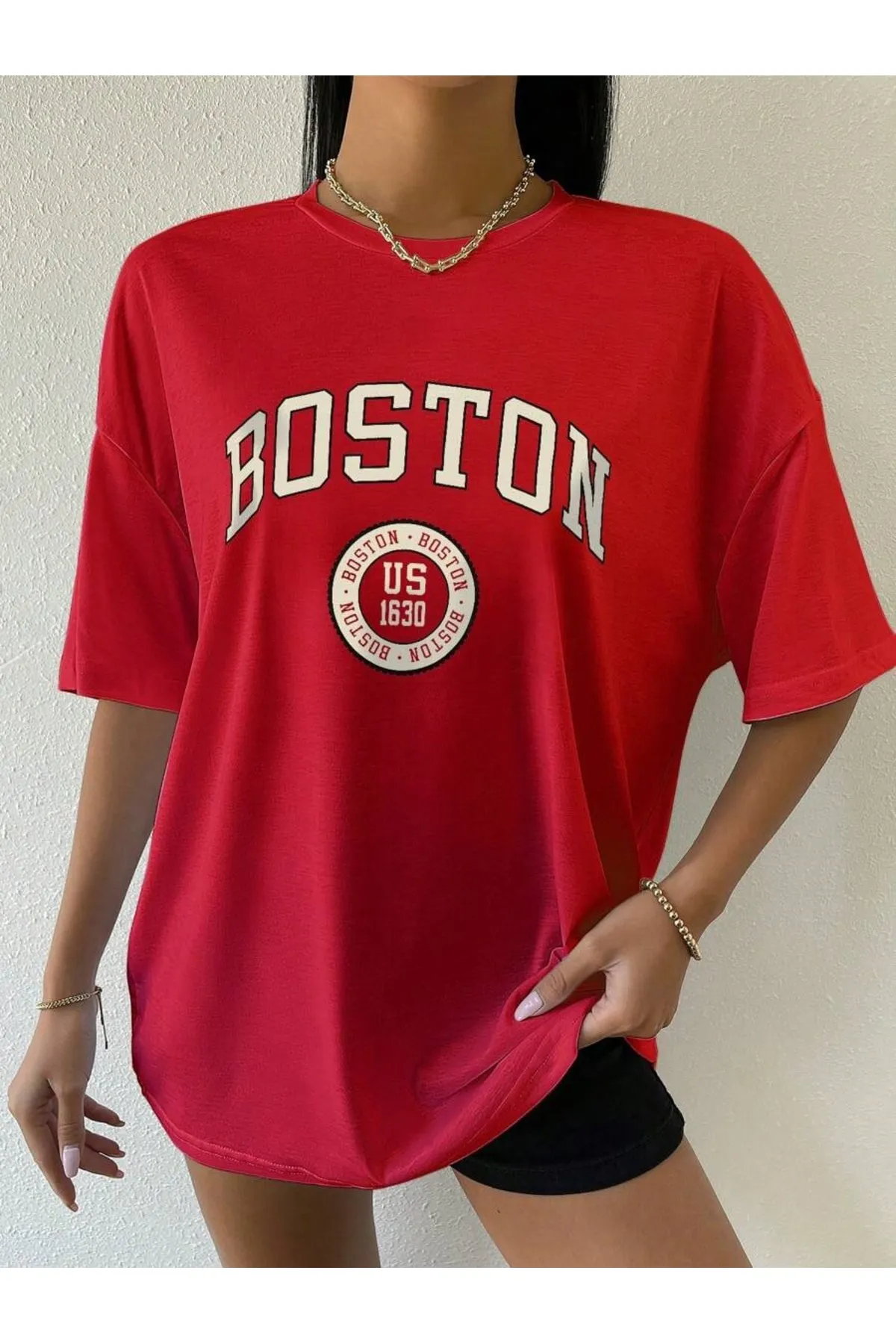 MOONBULL  Unisex-T-Shirt mit Boston-Aufdruck US-1630